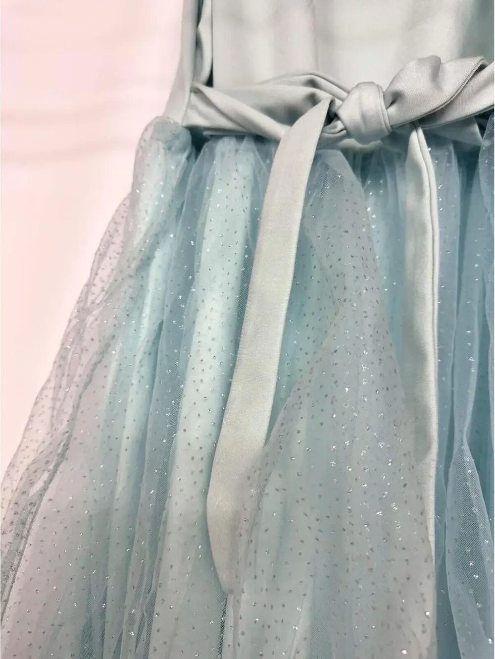 (RFB3) NWOT Girls 16 Ice Blue Contrast Tulle Sparkle Dress Formal Party Dance